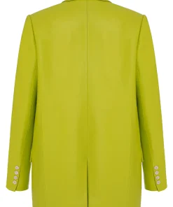 womens-green-faux-leather-blazer