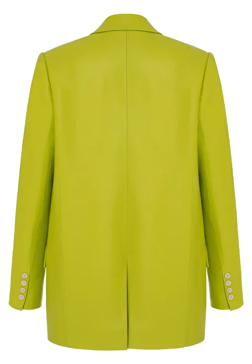 womens-green-faux-leather-blazer