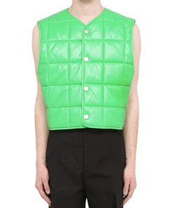 womens-green-quilted-faux-leather-vest