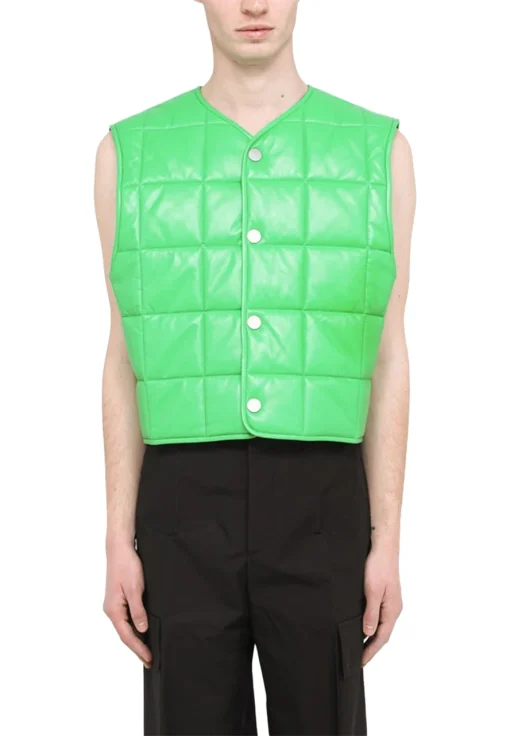 womens-green-quilted-faux-leather-vest