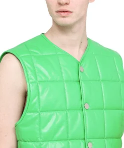 womens-green-quilted-faux-leather-vest