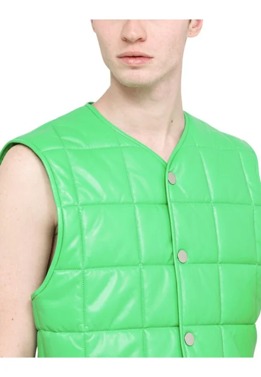 womens-green-quilted-faux-leather-vest