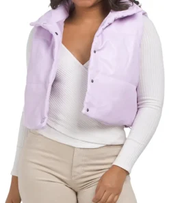 womens-light-purple-faux-leather-puffer-vest