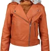 womens-orange-faux-leather-hooded-jacket
