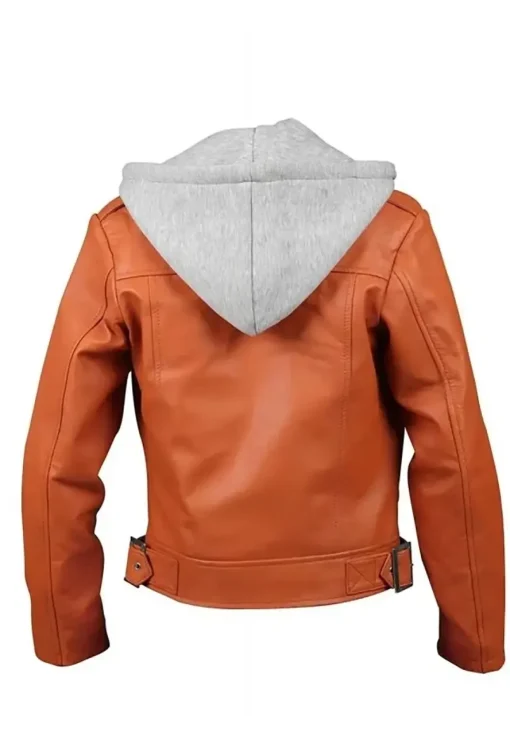 womens-orange-faux-leather-hooded-jacket