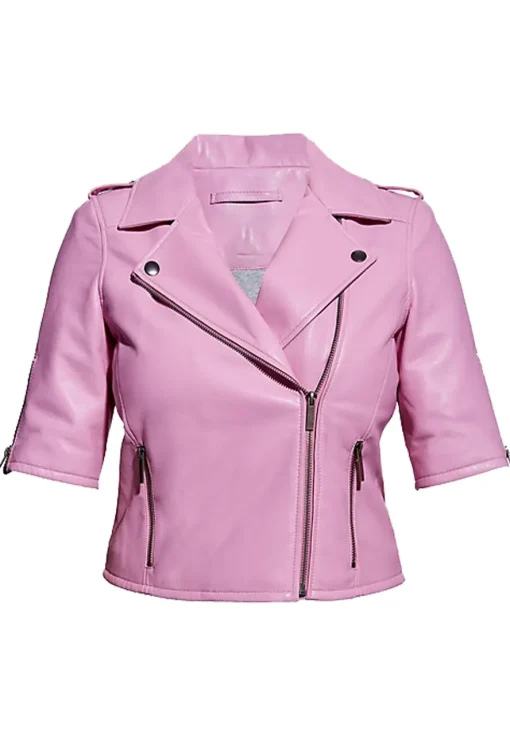 womens-paris-pink-faux-leather-short-sleeves-jacket