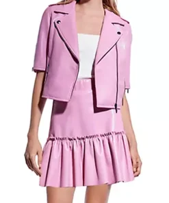 womens-paris-pink-faux-leather-short-sleeves-jacket