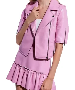 womens-paris-pink-faux-leather-short-sleeves-jacket