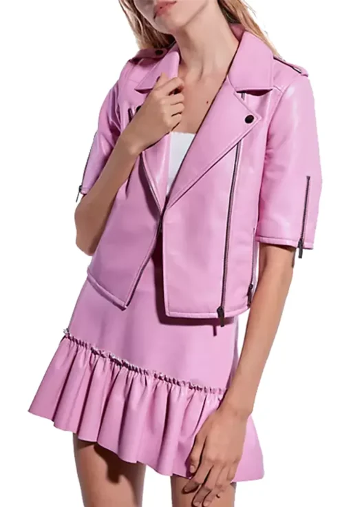 womens-paris-pink-faux-leather-short-sleeves-jacket