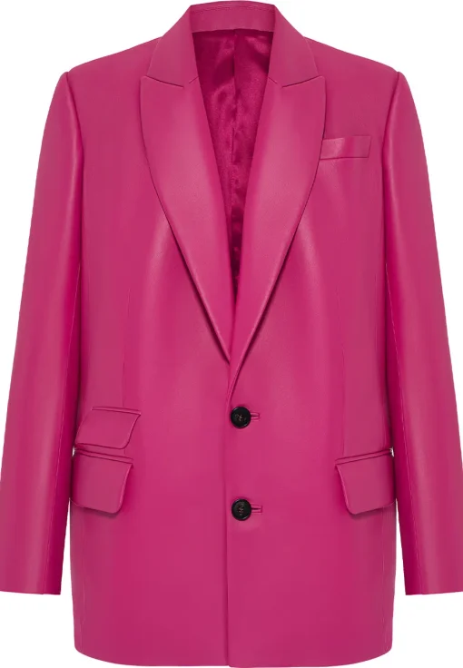 womens-pink-faux-leather-blazer