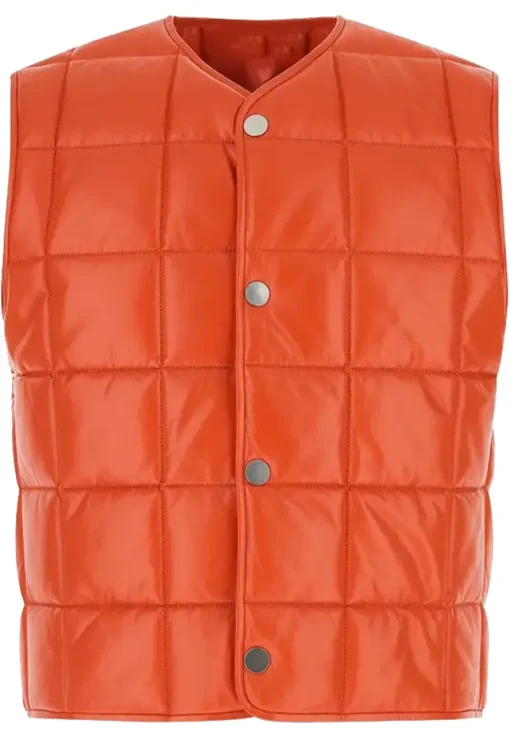 womens-quilted-orange-faux-leather-vest
