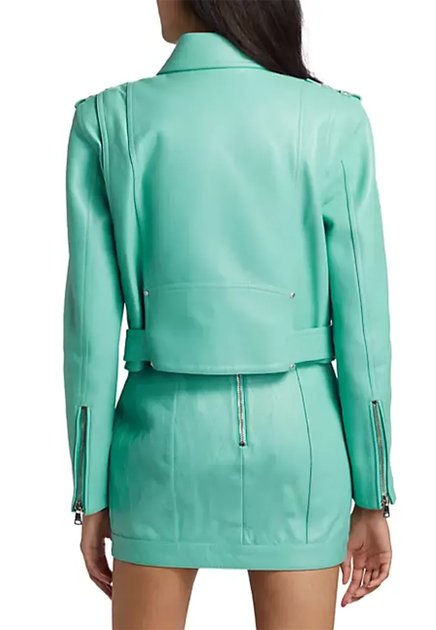 Women’s Turquoise Faux Belted Biker Jacket 3 womens-turquoise-faux-belted-biker-jacket