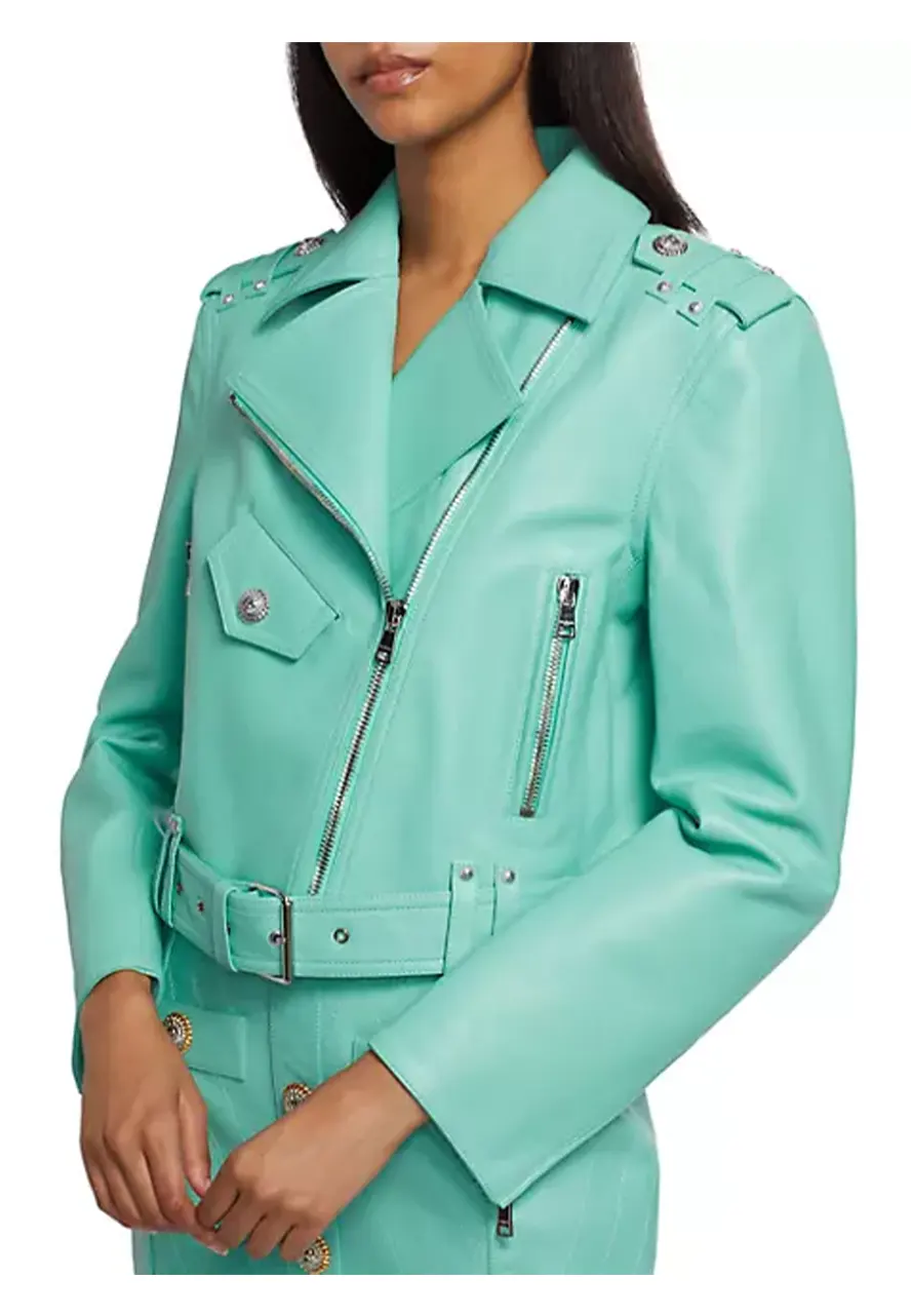 Women’s Turquoise Faux Belted Biker Jacket 5 womens-turquoise-faux-belted-biker-jacket