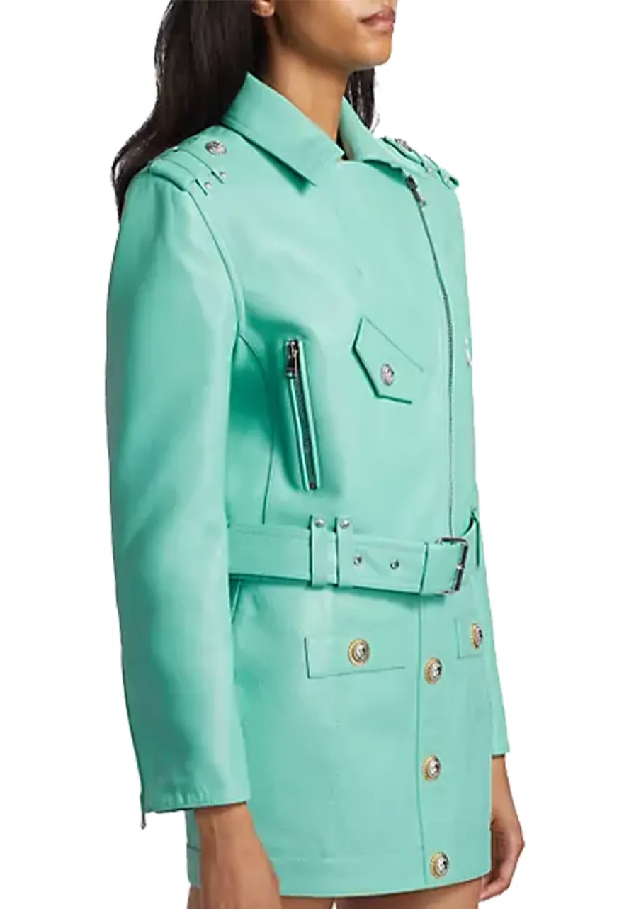 Women’s Turquoise Faux Belted Biker Jacket 6 womens-turquoise-faux-belted-biker-jacket