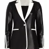 womens-two-tone-faux-leather-one-button-blazer