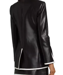 womens-two-tone-faux-leather-one-button-blazer