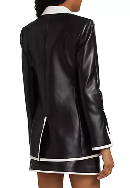 womens-two-tone-faux-leather-one-button-blazer