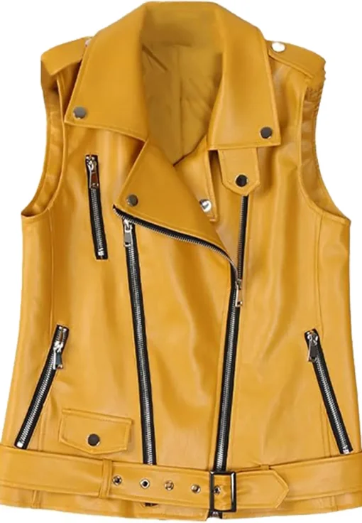 womens-yellow-faux-leather-belted-biker-vest