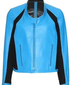 womens-blue-and-black-faux-leather-jacket