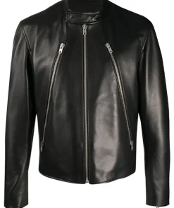 mens-black-biker-zipper-faux-leather-jacket