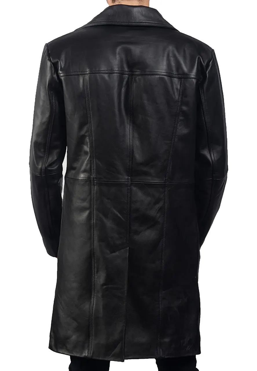 Mens Black Faux Leather Trench Coat 2 black-faux-leather-coat