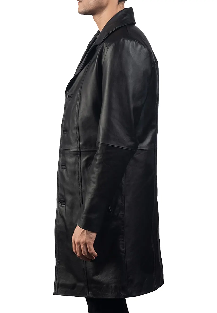Mens Black Faux Leather Trench Coat 4 black-trench-coat-faux-leather