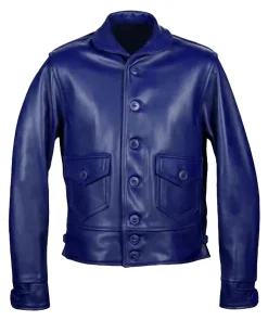 mens-blue-faux-leather-jacket