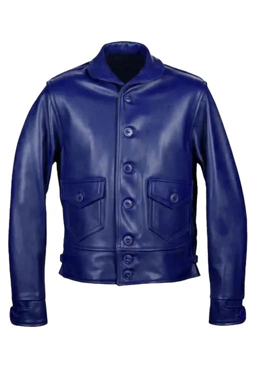 mens-blue-faux-leather-jacket