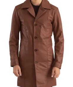 mens-brown-faux-leather-coat