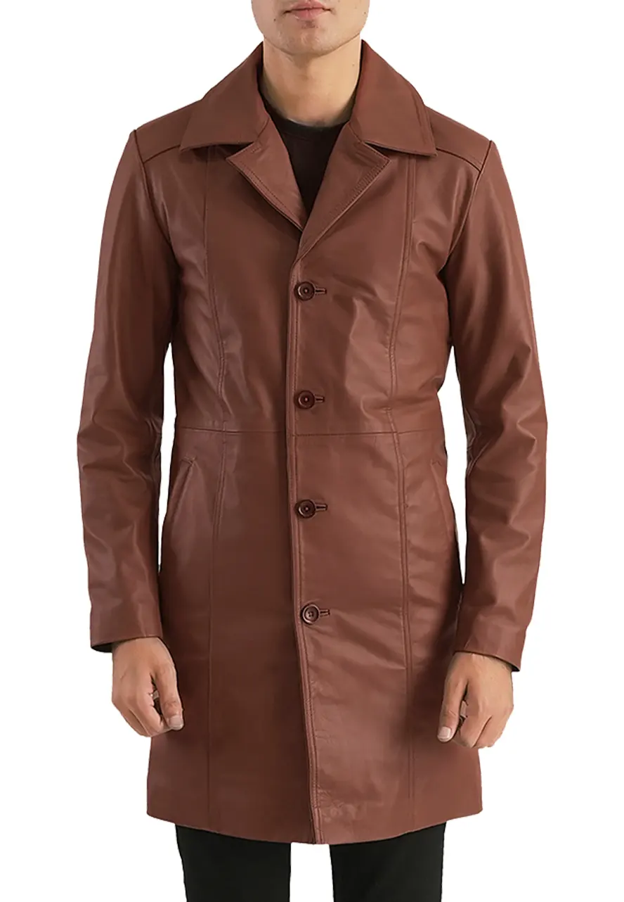 Men's Brown Faux Leather Coat 1 mens-brown-faux-leather-coat