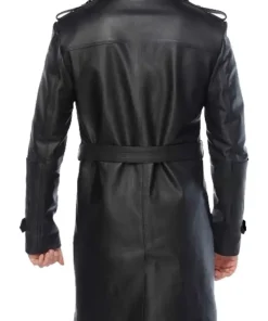 mens-long-black-faux-leather-trench-coat