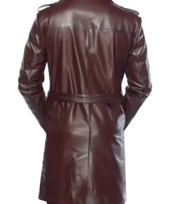 mens-long-maroon-faux-leather-trench-coat