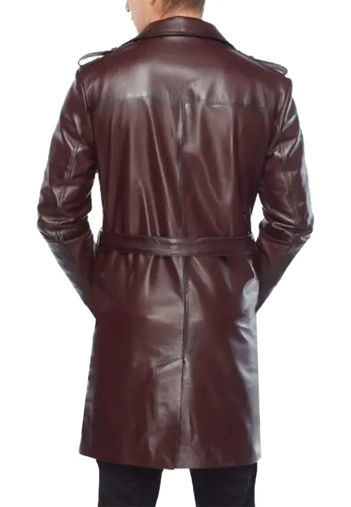 mens-long-maroon-faux-leather-trench-coat