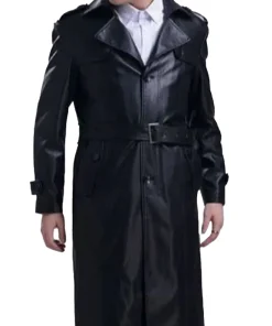 mens-trench-black-faux-leather-coat