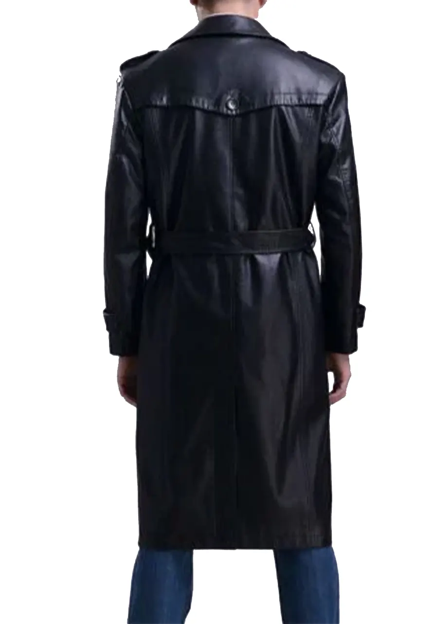 Men's Trench Black Faux Leather Coat 2 mens-trench-black-faux-leather-coat