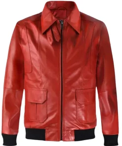 mens-vintage-red-faux-leather-bomber-jacket
