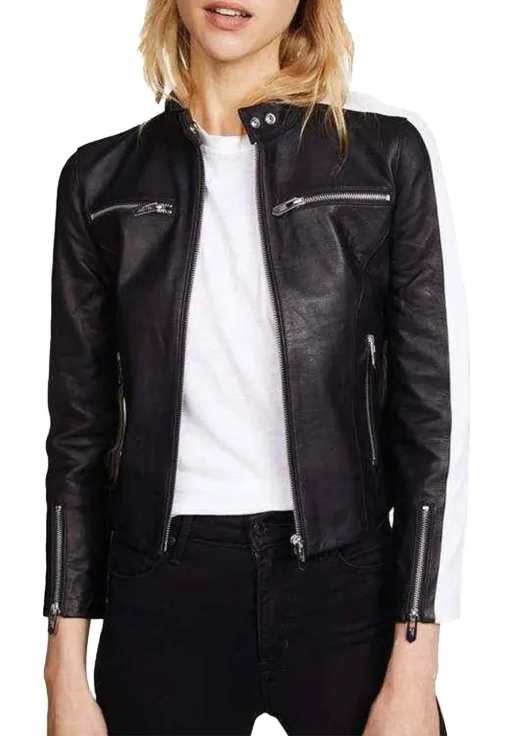 womens-black-faux-leather-white-stripes-jacket