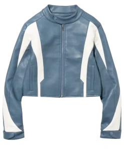 womens-blue-and-white-faux-leather-jacket