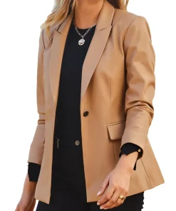 womens-camel-faux-leather-blazer