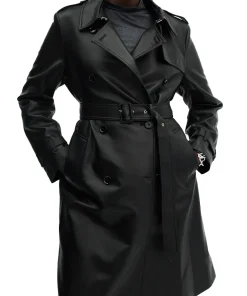 womens-faux-leather-black-trench-coat