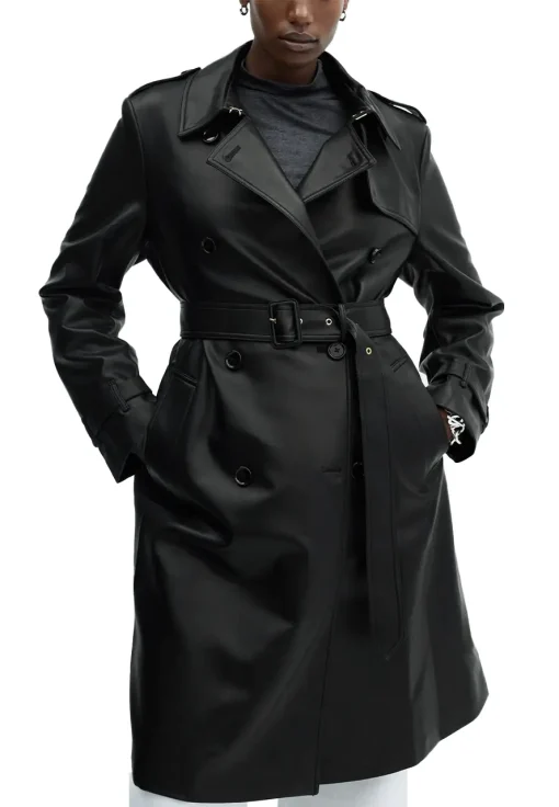 womens-faux-leather-black-trench-coat