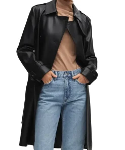 womens-faux-leather-black-trench-coat