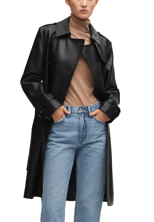 womens-faux-leather-black-trench-coat