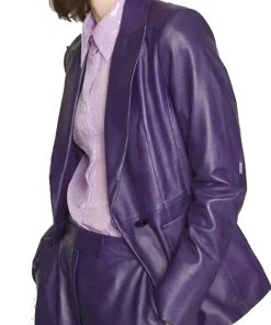 womens-faux-leather-purple-blazer