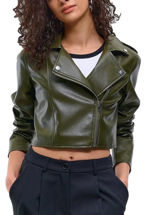 womens-green-faux-leather-jacket