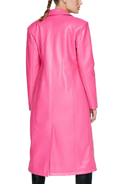 womens-longline-pink-faux-leather-coat