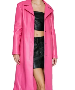 womens-longline-pink-faux-leather-coat