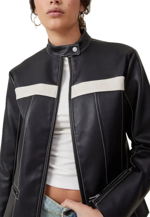 womens-moto-black-faux-leather-white-stripes-jacket