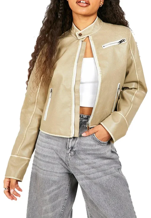 womens-petite-fitted-beige-faux-leather-moto-jacket