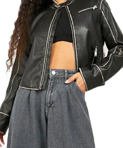 womens-petite-fitted-black-faux-leather-moto-jacket